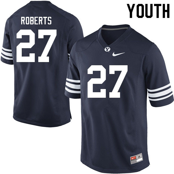 Youth #27 Chase Roberts BYU Cougars College Football Jerseys Sale-Navy